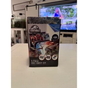 Jurassic World 2 Eruption Full Sheet Set 4 Pc Microfiber Dinosaur Bedding NEW